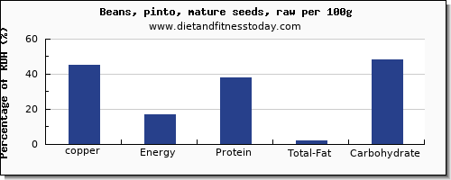 copper and nutrition facts in pinto beans per 100g